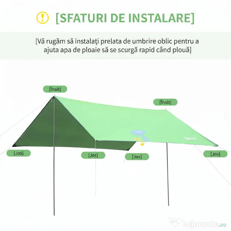 Outsunny Cort de Plajă Portabil cu Protecție UV și Geantă de Transport, 3x3 m, Verde | Aosom Romania