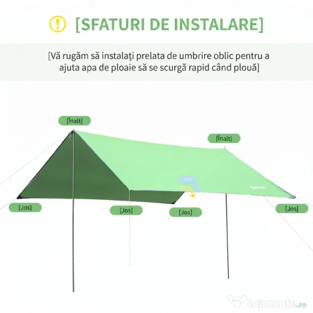 Outsunny Cort de Plajă Portabil cu Protecție UV și Geantă de Transport, 3x3 m, Verde | Aosom Romania