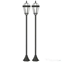 Outsunny Set 2 Lampi Solare de Gradina, Lumini de Exterior Solare cu 2 LED, Aprindere Automata si Durata 6 Ore, Negru | Aosom Romania 