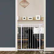 Poarta de Siguranta PawHut pentru Copii si Animale de Companie Alb 76-82x76cm | Aosom Romania