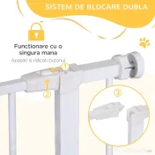 Poarta de Siguranta PawHut pentru Copii si Animale de Companie Alb 76-82x76cm | Aosom Romania