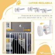 Poarta de Siguranta PawHut pentru Copii si Animale de Companie Alb 76-82x76cm | Aosom Romania