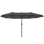 Umbrela Dubla Acoperis de Soare Outsunny, Poliester Gri 2.7*4.6*2.4 | Aosom Romania