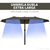 Umbrela Dubla Acoperis de Soare Outsunny, Poliester Gri 2.7*4.6*2.4 | Aosom Romania