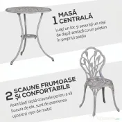 Outsunny Set de Gradina 3 Piese din Aluminiu cu 2 Scaune