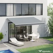 Outsunny Copertină Rulou Manuală pentru Uși și Ferestre, din Aluminiu și Poliester Anti-UV, 295x245cm, Gri | Aosom Romania 
