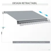 Outsunny Copertină Rulou Manuală pentru Uși și Ferestre, din Aluminiu și Poliester Anti-UV, 295x245cm, Gri | Aosom Romania 
