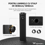 Outsunny Bază Rezistentă pentru Umbrele de Soare, Rășină și Oțel, Compatibilă cu Stâlpi 38-48mm, Ø52x41cm, Negru | Aosom Romania
