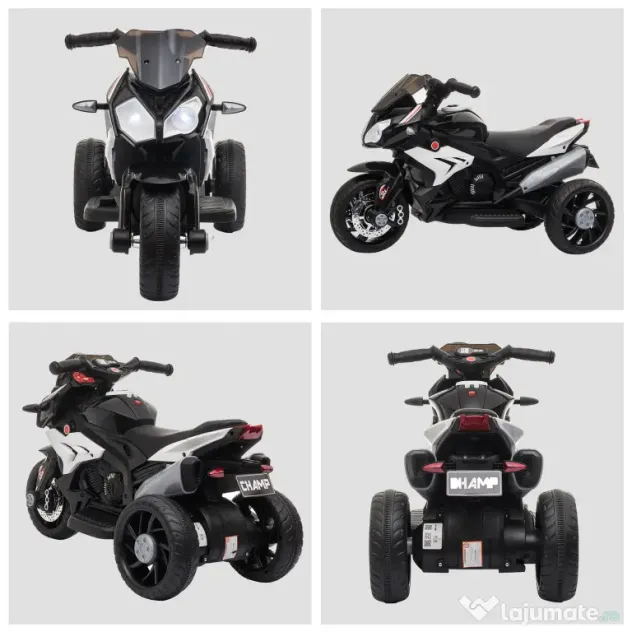 HOMCOM Motocicletă Electrică pentru Copii 3-6 Ani, Max 25 kg, 6V, Viteză 3km/h, Design Sportiv, Negru | Aosom Romania