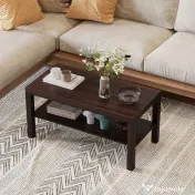 HOMCOM Măsuță de Cafea Rectangulară Clasică cu Raft Spațios de Depozitare din Lemn 90×45×44.5cm | Aosom Romania