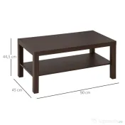 HOMCOM Măsuță de Cafea Rectangulară Clasică cu Raft Spațios de Depozitare din Lemn 90×45×44.5cm | Aosom Romania