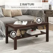 HOMCOM Măsuță de Cafea Rectangulară Clasică cu Raft Spațios de Depozitare din Lemn 90×45×44.5cm | Aosom Romania