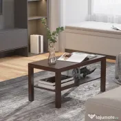 HOMCOM Măsuță de Cafea Rectangulară Clasică cu Raft Spațios de Depozitare din Lemn 90×45×44.5cm | Aosom Romania