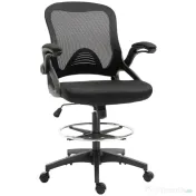 Vinsetto Scaun de Birou cu Înălțime Reglabilă, Brațe Rabatabile și Suport pentru Picioare, 64x60x106-126 cm, Negru | Aosom Romania