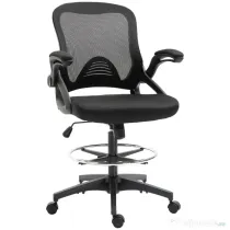 Vinsetto Scaun de Birou cu Înălțime Reglabilă, Brațe Rabatabile și Suport pentru Picioare, 64x60x106-126 cm, Negru | Aosom Romania