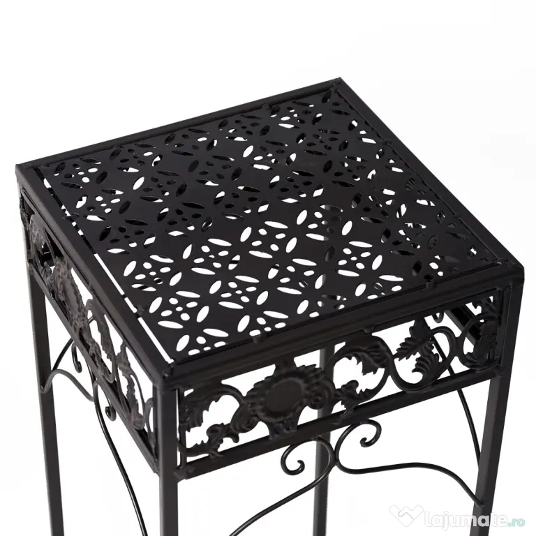 Outsunny Set de 3 Scaune Suport pentru Plante, Design Clasic din Fier, Ideal pentru Decorul Grădinii, Maro | Aosom Romania