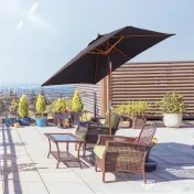 Outsunny Umbrelă de Grădină Rabatabilă, Cadru din Lemn de Brad, 2x1.5m, Gri Închis | Aosom Romania