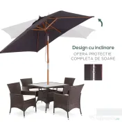 Outsunny Umbrelă de Grădină Rabatabilă, Cadru din Lemn de Brad, 2x1.5m, Gri Închis | Aosom Romania