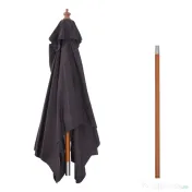 Outsunny Umbrelă de Grădină Rabatabilă, Cadru din Lemn de Brad, 2x1.5m, Gri Închis | Aosom Romania