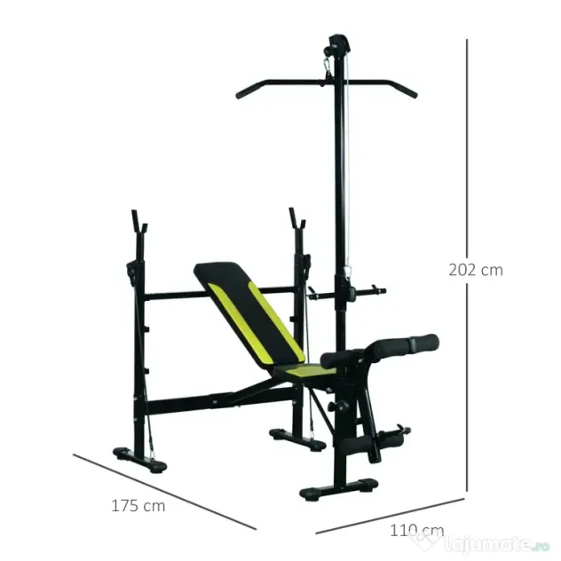 Banca Fitness cu Spatar Reglabil HOMCOM 175x110x202cm | Aosom Romania