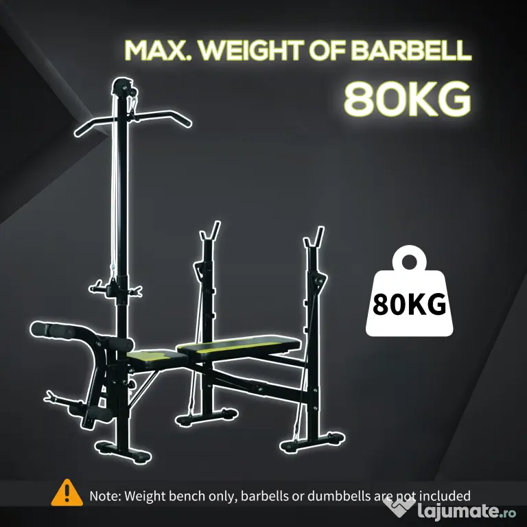 Banca Fitness cu Spatar Reglabil HOMCOM 175x110x202cm | Aosom Romania