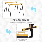 Durhan Set 2 Sevaleti pentru Munca Pliabil din Otel Capacitate 250kg 