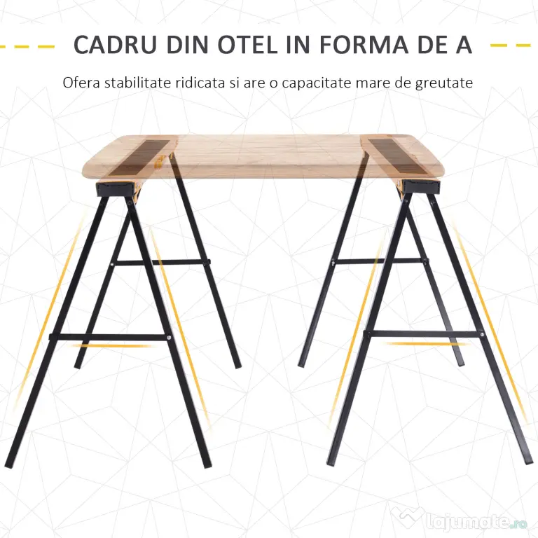 Durhan Set 2 Sevaleti pentru Munca Pliabil din Otel Capacitate 250kg