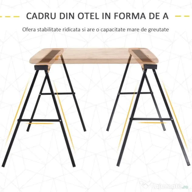 Durhan Set 2 Sevaleti pentru Munca Pliabil din Otel Capacitate 250kg