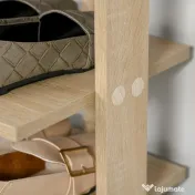 HOMCOM Dulap pentru pantofi din Lemn pentru Hol, Raft pentru 6 Pantofi cu Spatiu de depozitare, 32x30x104cm, stejar | Aosom Romania