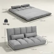 HOMCOM Canapea de Podea, Pliabila 130 cm, Perfect pentru Familie, Gri