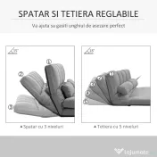 HOMCOM Canapea de Podea, Pliabila 130 cm, Perfect pentru Familie, Gri