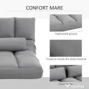 HOMCOM Canapea de Podea, Pliabila 130 cm, Perfect pentru Familie, Gri