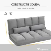 HOMCOM Canapea de Podea, Pliabila 130 cm, Perfect pentru Familie, Gri
