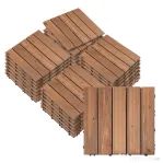 Outsunny Gresie Exterior Lemn – Set 27 Bucati Interblocabile