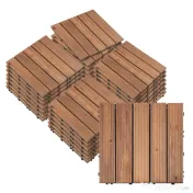 Outsunny Gresie Exterior Lemn – Set 27 Bucati Interblocabile 