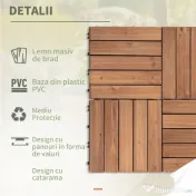 Outsunny Gresie Exterior Lemn – Set 27 Bucati Interblocabile 