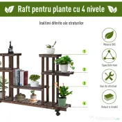Outsunny Raft de Flori cu 4 Nivele si Roti , din Lemn 123.5L x 33L x 80Hcm | Aosom Romania 