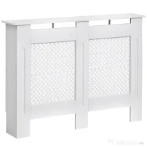 HOMCOM Carcasă Modernă pentru Calorifer, Model cu Gratii din MDF, Design cu Lamele pentru Casă și Birou, 111,5x82x19 cm, Alb | Aosom Romania
