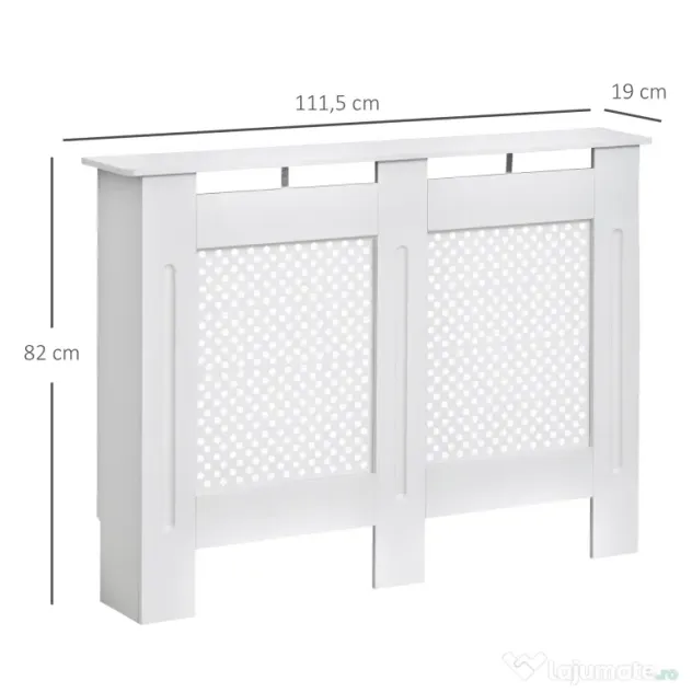 HOMCOM Carcasă Modernă pentru Calorifer, Model cu Gratii din MDF, Design cu Lamele pentru Casă și Birou, 111,5x82x19 cm, Alb | Aosom Romania