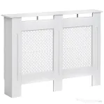 Homcom Masca Calorifer Lemn Alb – 111,5×82×19 cm cu Grilaj Elegant