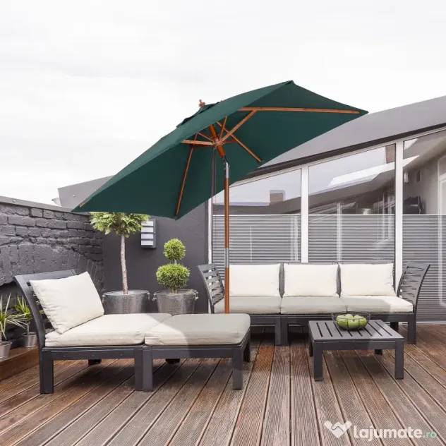Umbrela Dreptunghiulara Outsunny din Bambus, 2x1.5x2,3m | Aosom Romania