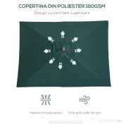 Umbrela Dreptunghiulara Outsunny din Bambus, 2x1.5x2,3m | Aosom Romania 