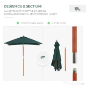 Umbrela Dreptunghiulara Outsunny din Bambus, 2x1.5x2,3m | Aosom Romania 