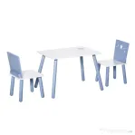 HOMCOM Mobilier Copii 2-6 Ani, Masă și Scaune în Nuanțe de Albastru Deschis și Alb | Aosom Romania