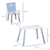 HOMCOM Mobilier Copii 2-6 Ani, Masă și Scaune în Nuanțe de Albastru Deschis și Alb | Aosom Romania 
