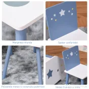 HOMCOM Mobilier Copii 2-6 Ani, Masă și Scaune în Nuanțe de Albastru Deschis și Alb | Aosom Romania 