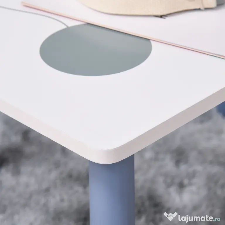HOMCOM Mobilier Copii 2-6 Ani, Masă și Scaune în Nuanțe de Albastru Deschis și Alb | Aosom Romania