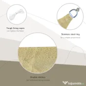 Outsunny Copertină de Soare Pătrată, Protecție UV 95%, Țesătură din Polietilenă, 360 x 360 cm, Ecru 
