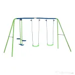 Outsunny Set Leagăn de Grădină cu Leagăn Dublu și 2 Leagăne Simple, 280x140x178 cm, Verde