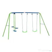 Outsunny Set Leagăn de Grădină cu Leagăn Dublu și 2 Leagăne Simple, 280x140x178 cm, Verde 